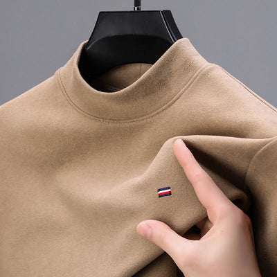 Fall Men'S Clothing Warm Double-Sided Dralon Bottoming Shirt Half Turtleneck Loose Youth Fashion T-Shirt Top