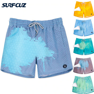 Color-Changing Swim Trunks Summer Magical Beach Swimwear Temperature-Sensitive Quick Dry Color Change Mens Swim Shorts