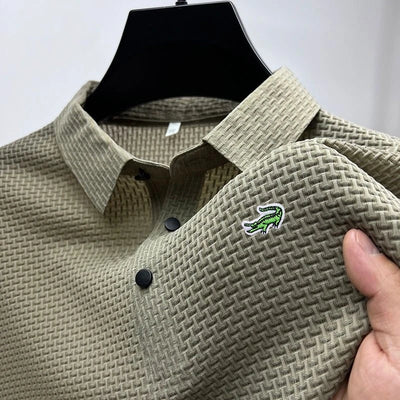 Embroidery Brand Men'S Knitted Polo Shirt New Spring/Summer Business Leisure Silk Cool and Breathable Golf Short Sleeved T-Shirt